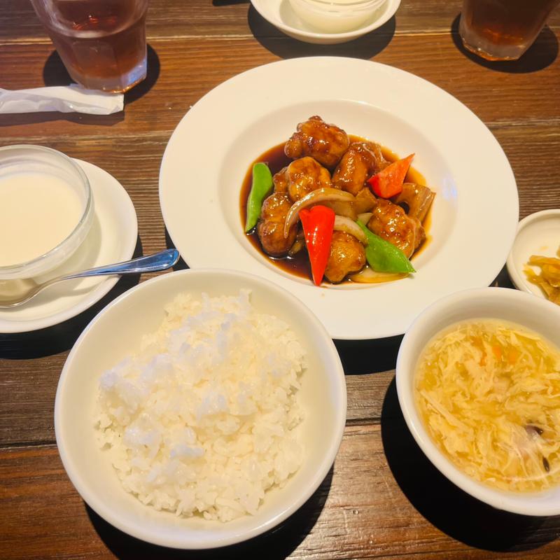 黒酢スブタ定食(中華料理 頤和園（いわえん）天神店)