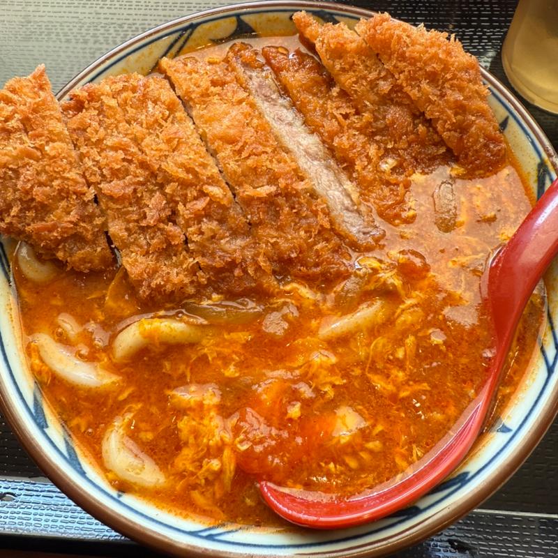 牛カツトマタマカレーうどん(丸亀製麺 盛岡店 （まるがめせいめん）)
