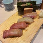 日替わり地魚握り5貫 貝だし追いかつお中華そばセット(巻き鮨・中華そば浜八)