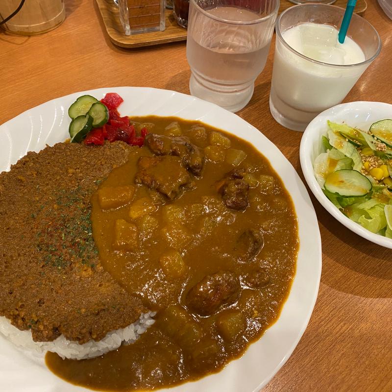 パク2もり2大吉ミニサラダとハーフラッシーのセット(カレー屋 パクパクもりもり 渋谷店)