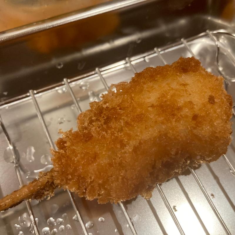 鳥ささみチーズ(生中290円・元祖串かつめだま伏見桃山店)