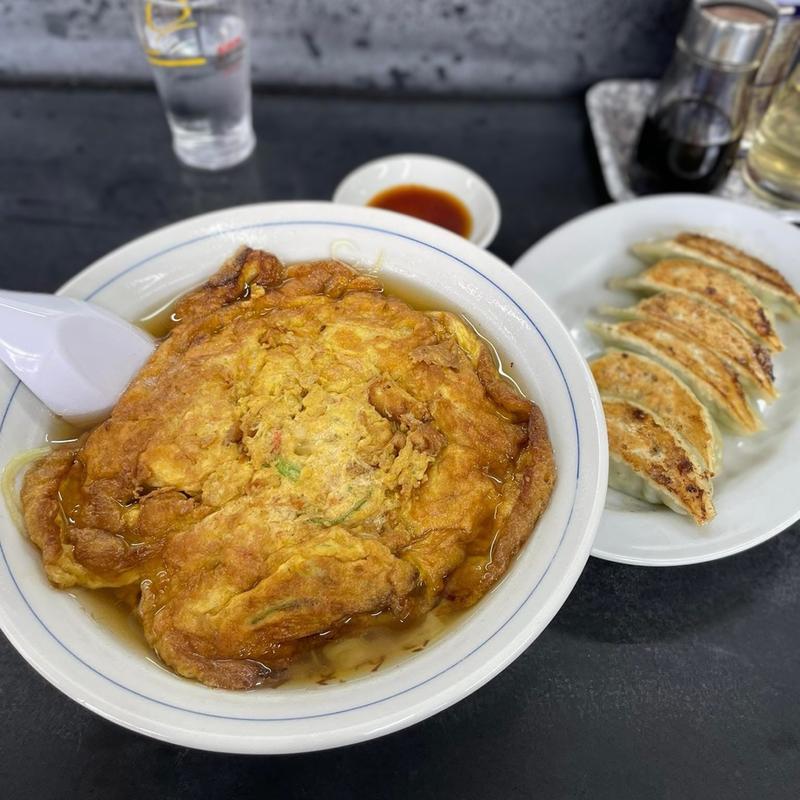 カニ玉ラーメン 餃子(蘭苑)