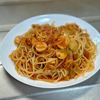 ラー油麺 トマトスープパスタ 大盛り (ベルクス 東墨田店)