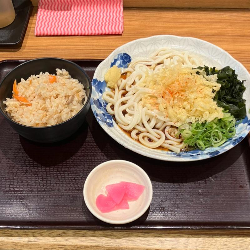 朝定食B(若菜そば 阪急十三店)