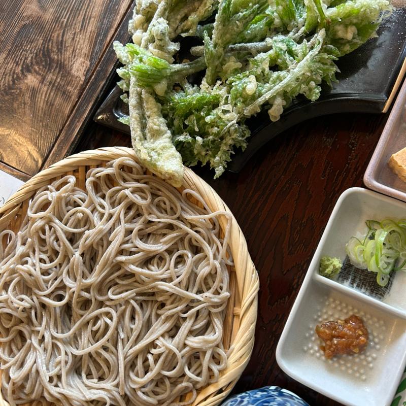 ざるそば+山菜天盛(水神そば |天然水で作るそばと絶品の天ぷらが美味しい名取の隠れ家)