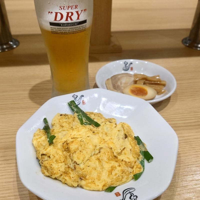 飲S生ビールニラ玉(れんげ食堂 Toshu 亀有北口店)