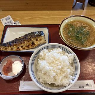 ご飯　豚汁　明太子　鯖塩焼(まいどおおきに食堂 三郷たかの食堂)