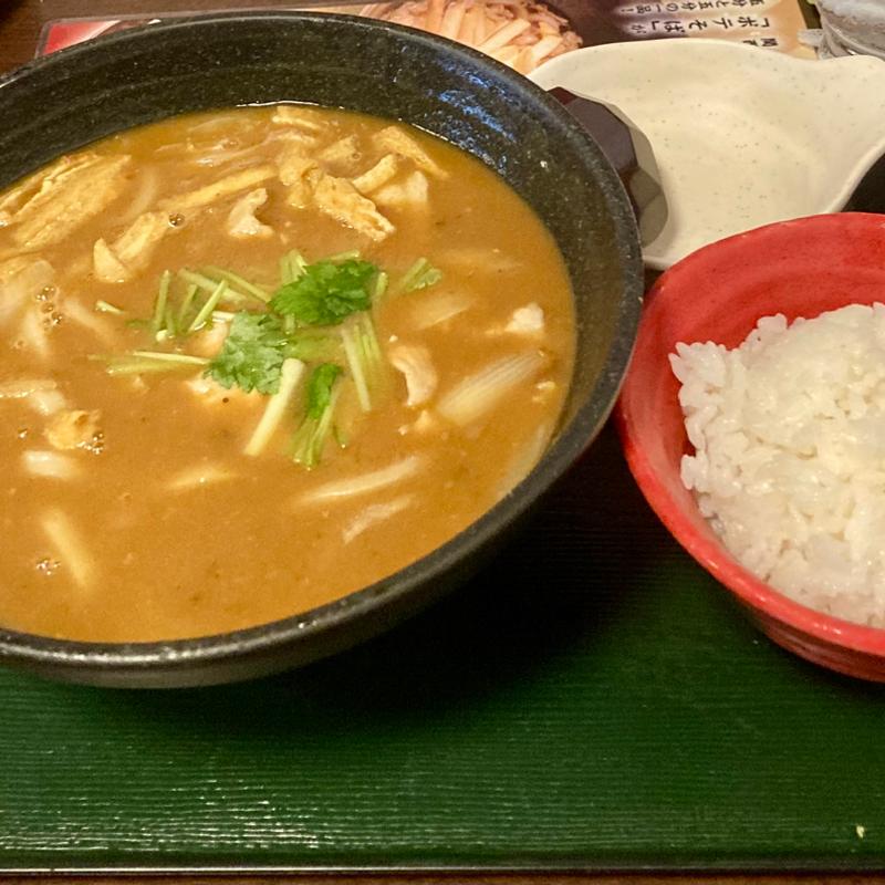 カレーうどんとライス(お食事処天風)