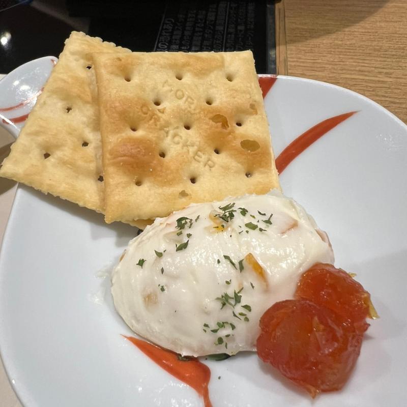 クリームチーズとドライフルーツサラダ トマトワイン煮(ことひら温泉 御宿 敷島館)