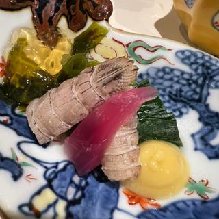 新若布と蝦蛄 土佐酢ジュレ掛け