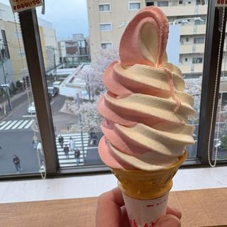 いちごミルクソフトクリーム(ポッポ 木場店)