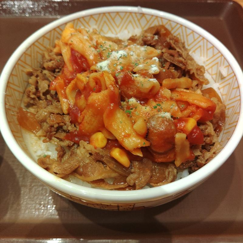 ナポリタン牛丼(すき家 4号前沢店)