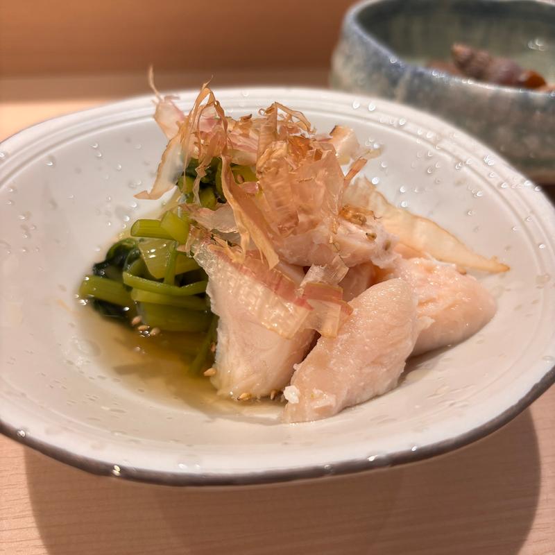 鶏ササミと根三つ葉のおひたし(創作和食 旬華)