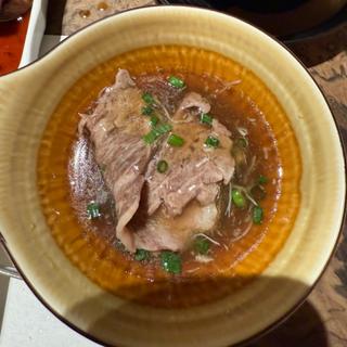 サーロインの湯引き蟹あんかけ(東京焼肉 平城苑 浅草総本店)