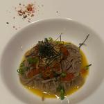 生カラスミ和え雲丹いくら蕎麦