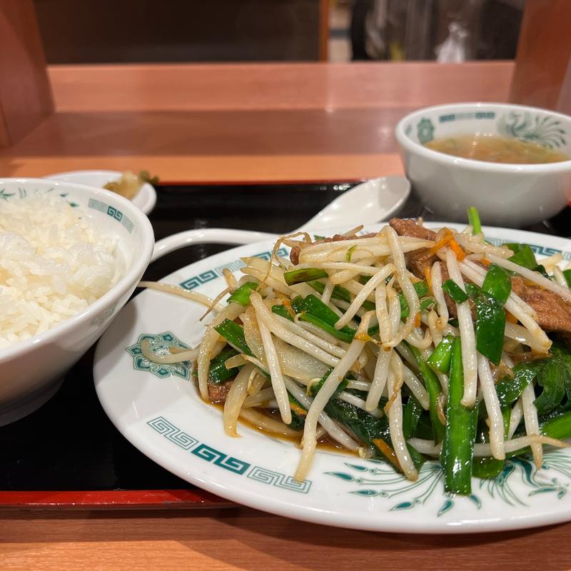 ニラレバ炒め定食(日高屋 与野本町西口店)