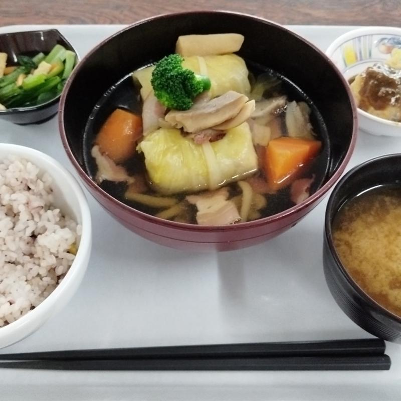 元気が出るメニュー(ロールキャベツ 和風茸あんかけ)(葛飾区役所　食堂 )