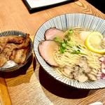 蛤と青山椒の塩そば 阿賀野ミニ豚丼セット