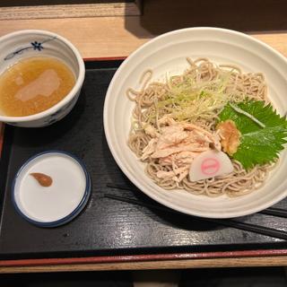 南高梅の天ぷらと蒸し鶏のおろしつけそば(そばいちエキュート赤羽店)