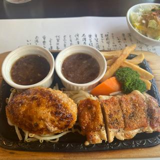 ハンバーグ&チキンステーキセット