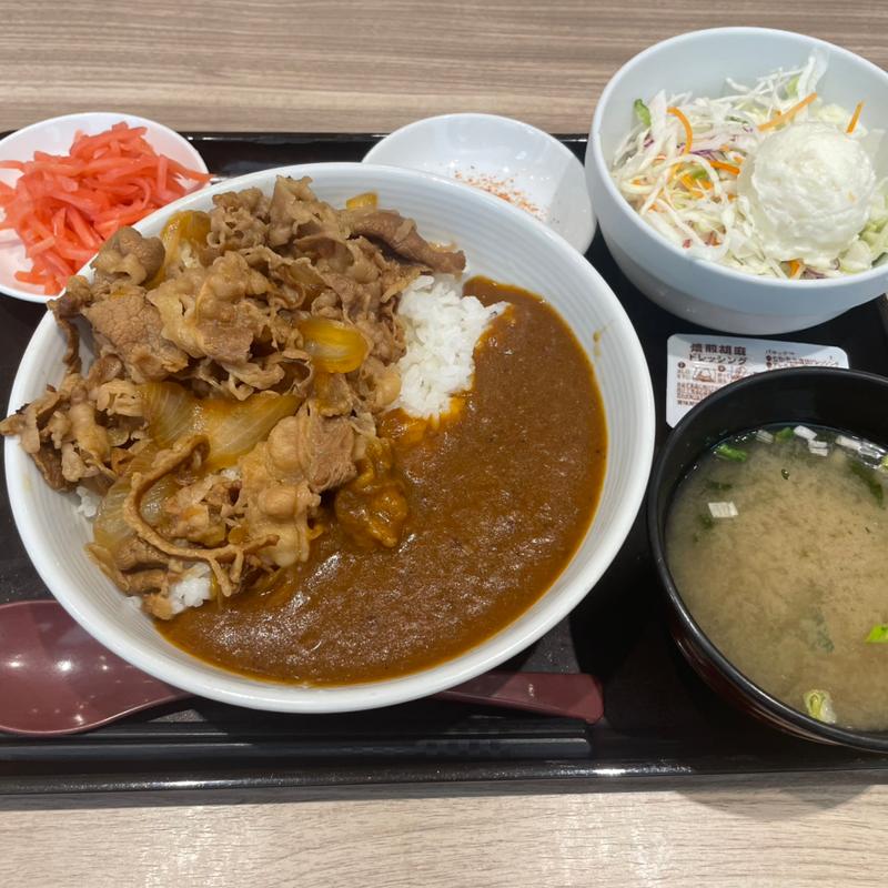 魯珈カレー・サラダ(吉野家 名岐一宮店)