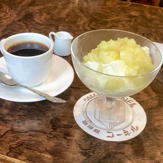レアチーズケーキ フルーツ添 \コーヒー付\