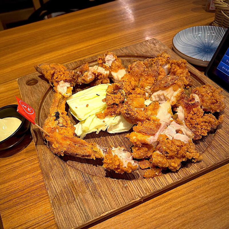 清流若どり骨付きモモ一本 グローブ揚げ(ミライザカ 名駅4丁目店)