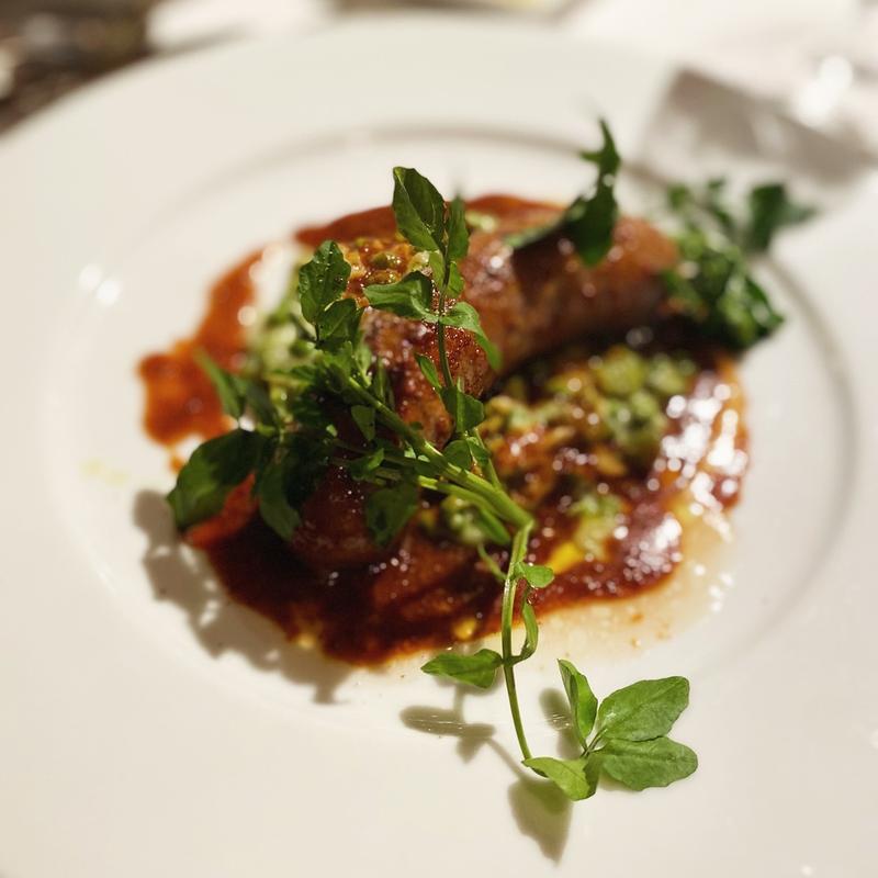 仔イノシシのソーセージ粒マスタードソース(Le Nougat)