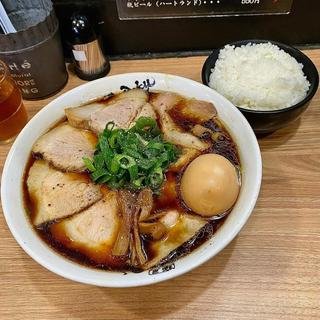 福原さんスペシャル 大 肉増し 味付半熟煮玉子&ご飯(麺屋 丈六)