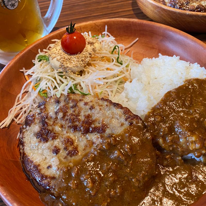 カリーバーグディッシュM（大盛ディッシュサラダ）(びっくりドンキー狛江店)