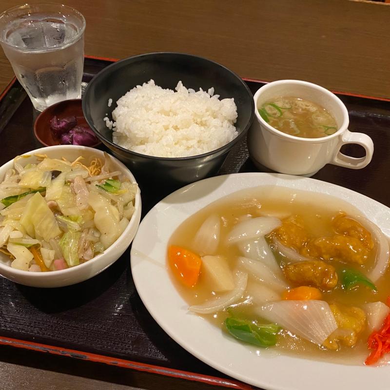 日替定食　酢豚　ミニ皿うどん付き(中華料理 六明閣)