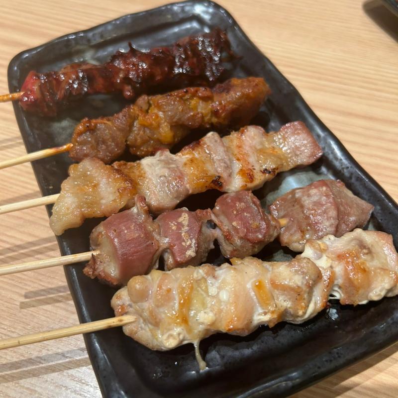 串焼き5種盛(博多ぐるぐるとりかわ竹乃屋 長崎駅ナカ店)