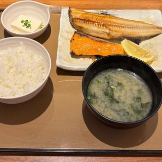 銀鮭の西京焼きとしまほっけの定食