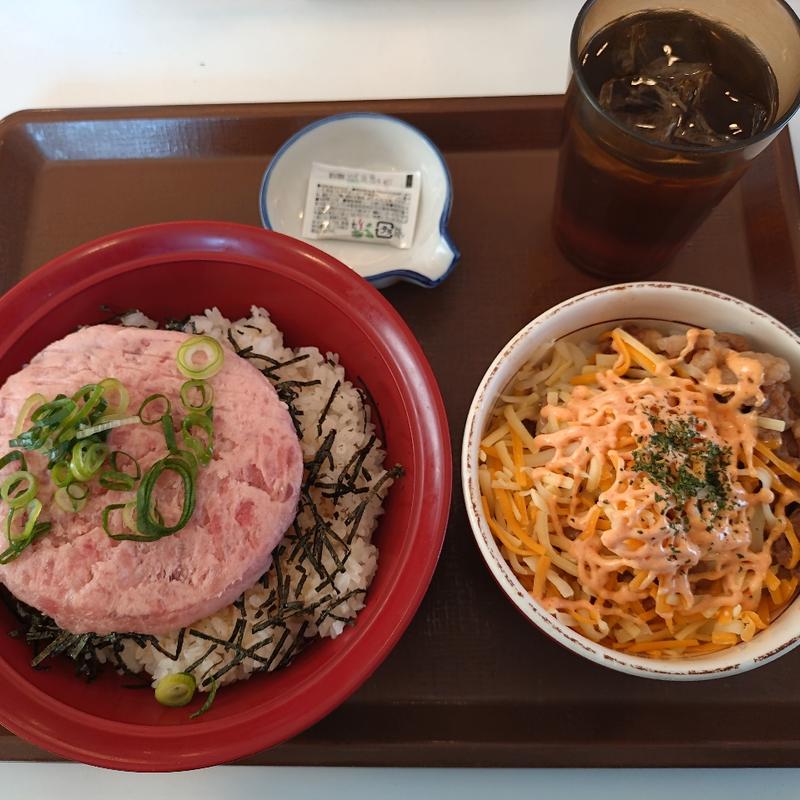 まぐろ丼＆辛子明太子チーズ牛丼(すき家 富士吉田赤富士通り店 )