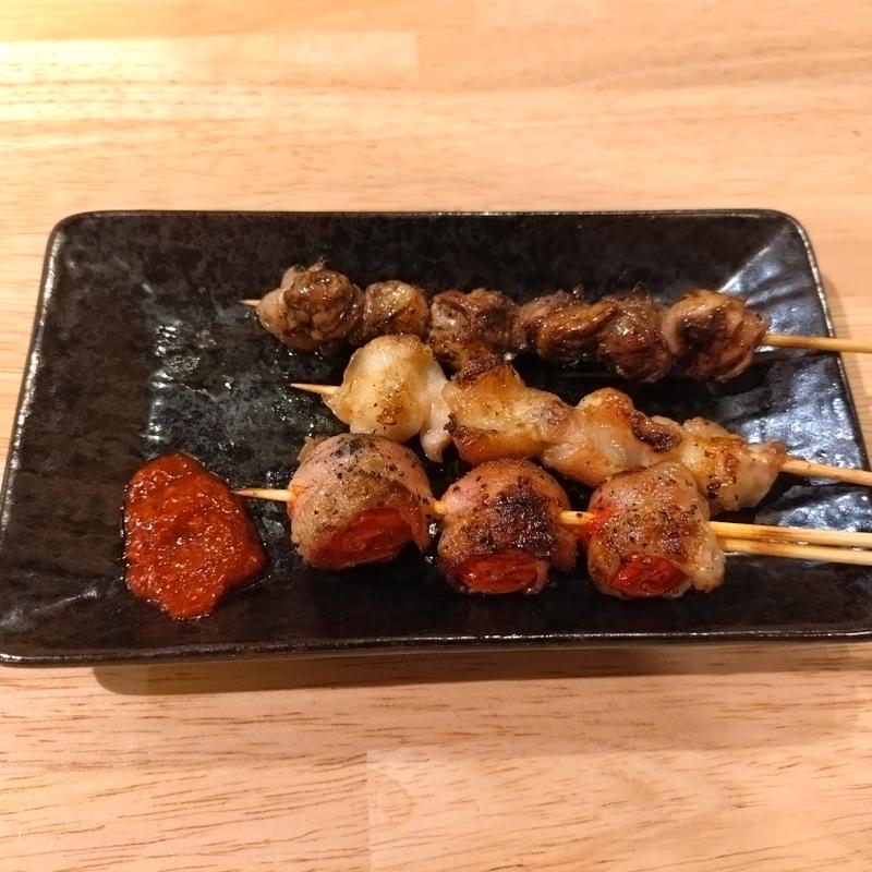 ハツ＆なんこつ＆トマト巻き(大衆酒場 といろ)