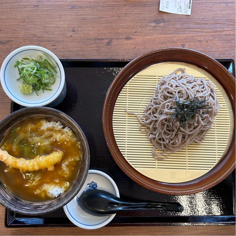木曜ランチ(ミニ丼とざるそば)海老天カレー丼(街かど屋 岐阜柳津店 （まちかどや）)