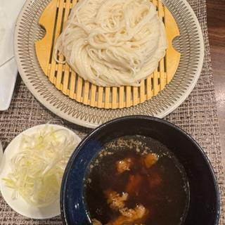 豚なんこつの葱つけ麺と野菜かき揚げ＋ちいさなしらすおろしごはん(ジョナサン 葛西駅前店)