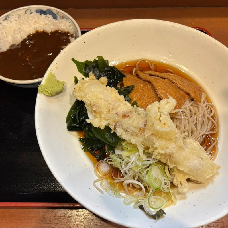 サービス定食（冷しちくわ天きつねそば+ミニカレー丼）(そば うどん 元長)