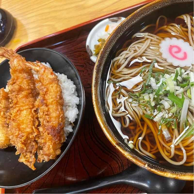 エビ天丼とそばのセット(マルイチ神田軒 )