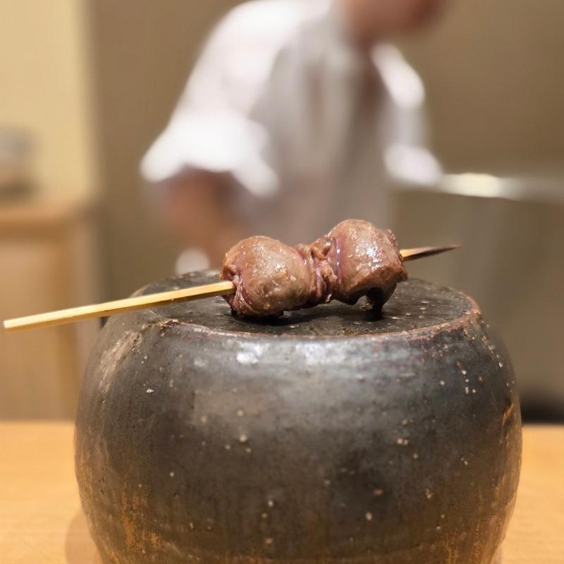 近江鴨 ハツ(焼鳥 心伯 西天満)