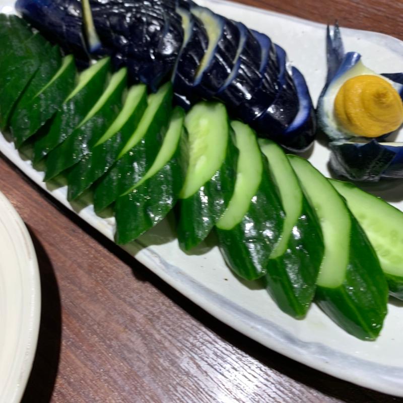 胡瓜,茄子の一本漬け(蔵元居酒屋 清龍 池袋本店)