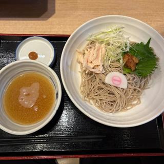 南高梅の天ぷらと蒸し鶏のおろしつけそば