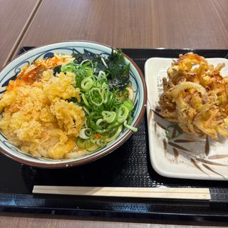 かけうどんと野菜かき揚げ天
