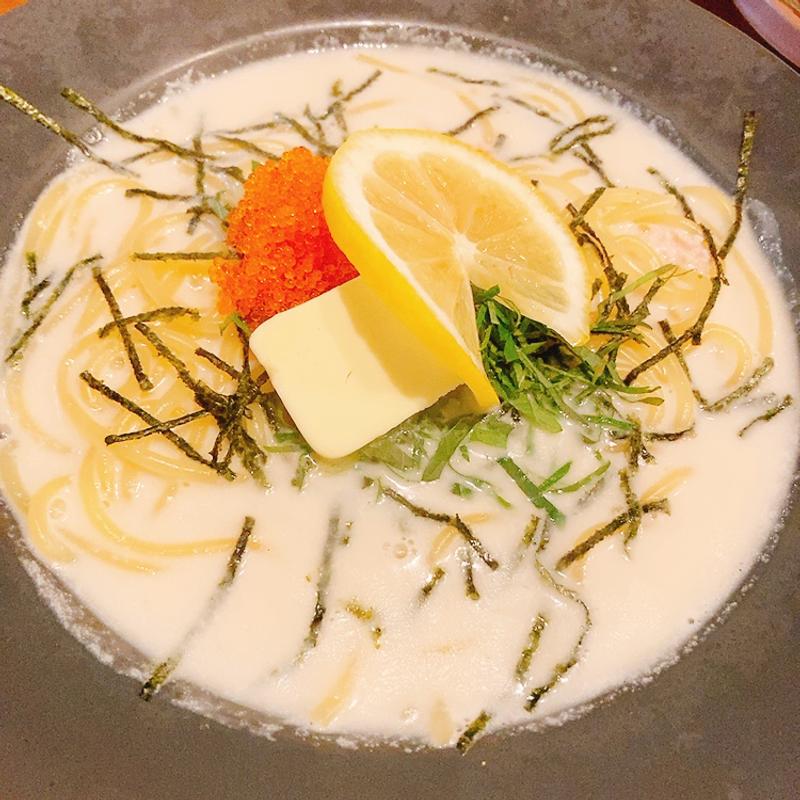タラコととびこの鰹出汁クリームパスタ(パスタレストラン UMAMI Hiroshima)