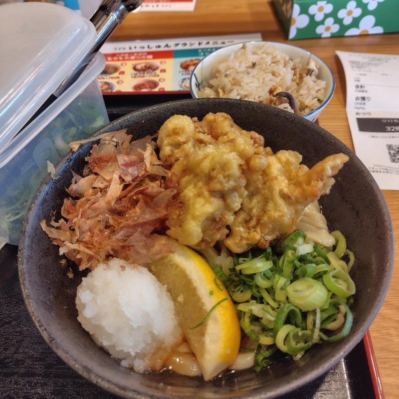 とり天おろしぶっかけ＋かしわ飯（小）(うどん いっしゅん)