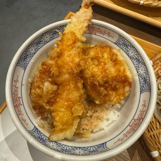 海老天丼と自家製二八そば(石臼挽きそば 石楽 豊洲店)