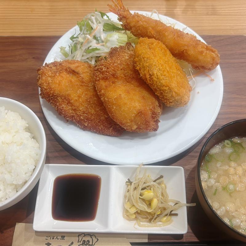 日替わりランチ（フライ3種盛り）(ごはん屋むっく)