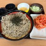 ざる蕎麦特盛と生姜天(十割そば 二代目長助岡崎美合店)