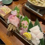 翁ヒメジのお造りと鱧の湯引き(夜ノ森 川崎)