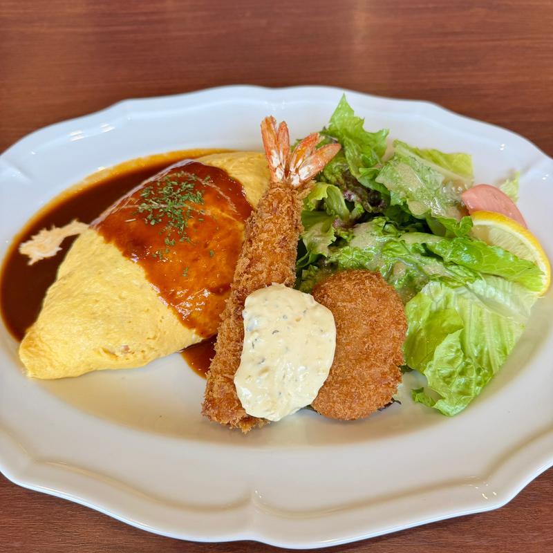 ロイヤルオムライスwith天然海老フライ&蟹のクリームコロッケ(ロイヤルホスト三国店)